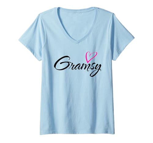 Damen Gramsy mit rosa Herz, lustiges Geschenk für Tante Oma Mutter T-Shirt mit V-Ausschnitt Damen Gramsy mit rosa Herz, lustiges Geschenk für Tante Oma Mutter T-Shirt mit V-Ausschnitt von Glorious Grandma Names