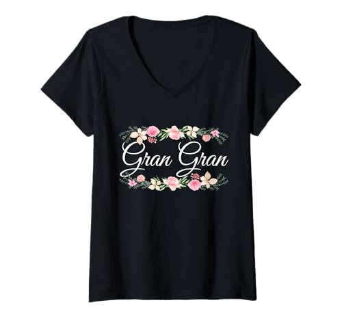 Damen Gran Gran mit floralem Akzent, lustiges Geschenk für Tante, Oma, Mutter T-Shirt mit V-Ausschnitt Damen Gran Gran mit floralem Akzent, lustiges Geschenk für Tante, Oma, Mutter T-Shirt mit V-Ausschnitt von Glorious Grandma Names