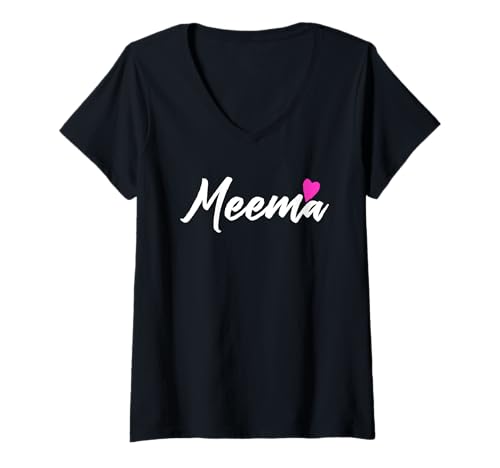 Damen Meema mit rosa Herz lustiges Geschenk für Großmutter T-Shirt mit V-Ausschnitt Damen Meema mit rosa Herz lustiges Geschenk für Großmutter T-Shirt mit V-Ausschnitt von Glorious Grandma Names