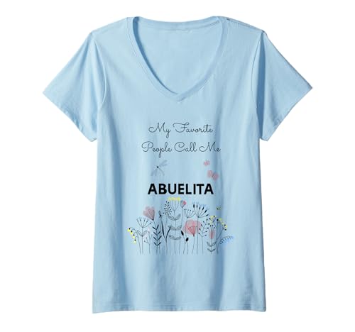 Damen My Favorite People Call Me Abuelita Floral Oma Mama Geschenk T-Shirt mit V-Ausschnitt Damen My Favorite People Call Me Abuelita Floral Oma Mama Geschenk T-Shirt mit V-Ausschnitt von Glorious Grandma Names