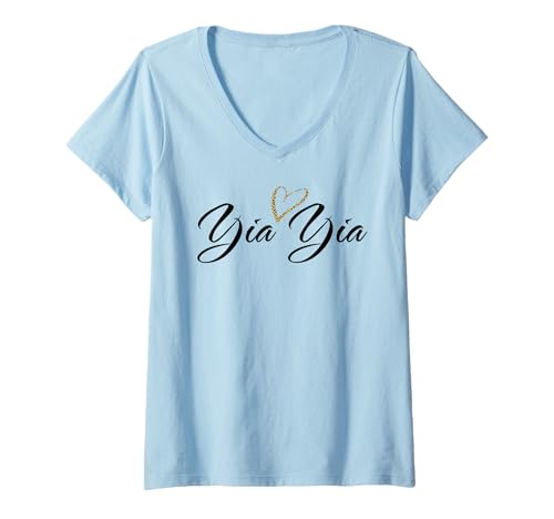 Damen Yia Yia mit Leopardenmuster, Herz, lustiges Geschenk für Tante Oma T-Shirt mit V-Ausschnitt Damen Yia Yia mit Leopardenmuster, Herz, lustiges Geschenk für Tante Oma T-Shirt mit V-Ausschnitt von Glorious Grandma Names