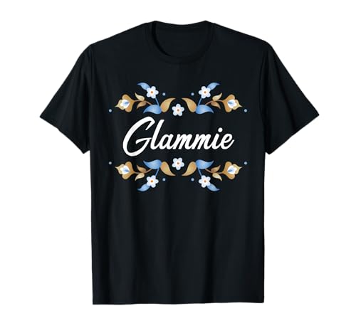 Glammie Floral Blau Gold Weiß Rahmen Tante Oma Mama T-Shirt Glammie Floral Blau Gold Weiß Rahmen Tante Oma Mama T-Shirt von Glorious Grandma Names