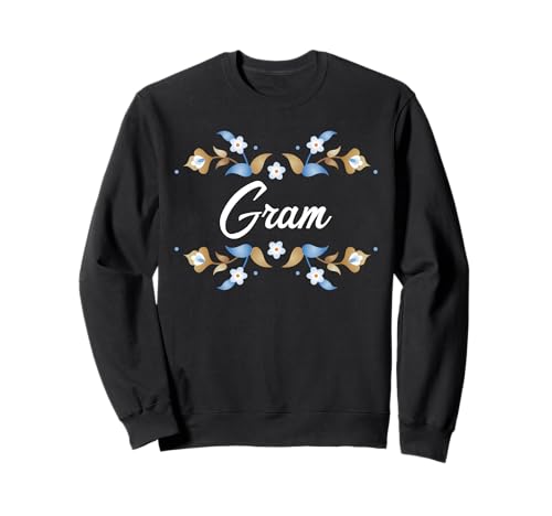 Gram Floral Blue Gold White Ornament Rahmen Tante Oma Mama Sweatshirt Gram Floral Blue Gold White Ornament Rahmen Tante Oma Mama Sweatshirt von Glorious Grandma Names