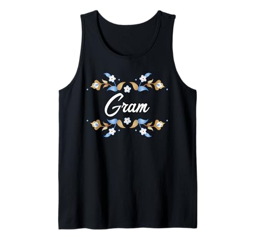 Gram Floral Blue Gold White Ornament Rahmen Tante Oma Mama Tank Top Gram Floral Blue Gold White Ornament Rahmen Tante Oma Mama Tank Top von Glorious Grandma Names