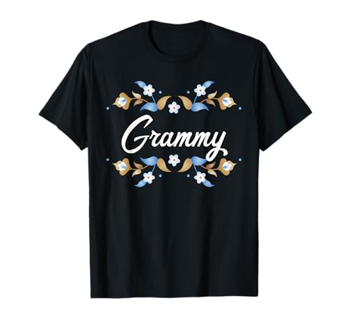 Grammy Floral Blau Gold Weiß Rahmen Tante Oma Mama T-Shirt Grammy Floral Blau Gold Weiß Rahmen Tante Oma Mama T-Shirt von Glorious Grandma Names