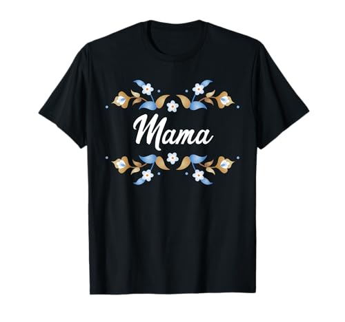 Mama Floral Blau Gold Weiß Ornament Rahmen Tante Oma Mama T-Shirt Mama Floral Blau Gold Weiß Ornament Rahmen Tante Oma Mama T-Shirt von Glorious Grandma Names