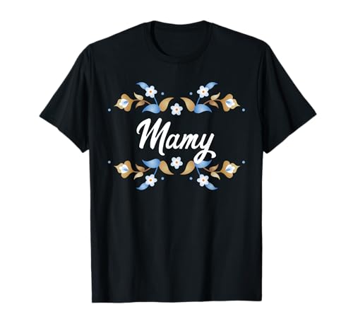 Mamy Floral Blue Gold White Ornament Rahmen Tante Oma Mama T-Shirt Mamy Floral Blue Gold White Ornament Rahmen Tante Oma Mama T-Shirt von Glorious Grandma Names