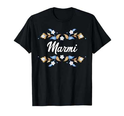 Marmi Floral Blau Gold Weiß Ornament Rahmen Tante Oma Mama T-Shirt Marmi Floral Blau Gold Weiß Ornament Rahmen Tante Oma Mama T-Shirt von Glorious Grandma Names