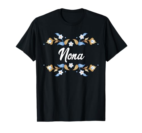 Nona Floral Blue Gold White Ornament Rahmen Tante Oma Mama T-Shirt Nona Floral Blue Gold White Ornament Rahmen Tante Oma Mama T-Shirt von Glorious Grandma Names