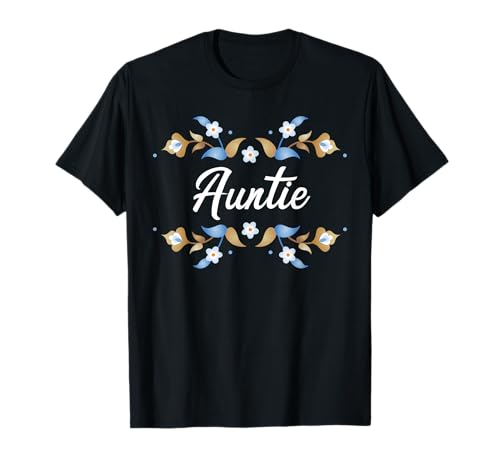 Tante, Blumenmuster, blau/goldfarbener Rahmen, Tante, Grandma, Mama T-Shirt Tante, Blumenmuster, blau/goldfarbener Rahmen, Tante, Grandma, Mama T-Shirt von Glorious Grandma Names