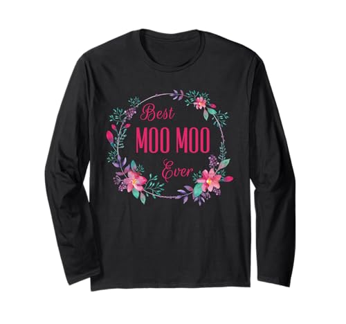 Tolles Moo Moo aller Zeiten mit rosafarbenem Blumenmuster als Geschenk für Tante, Oma und Mama Langarmshirt Tolles Moo Moo aller Zeiten mit rosafarbenem Blumenmuster als Geschenk für Tante, Oma und Mama Langarmshirt von Glorious Grandma Names