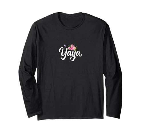 Yaya mit Blumen & Schmetterling Oma Großmutter Mama Langarmshirt Yaya mit Blumen & Schmetterling Oma Großmutter Mama Langarmshirt von Glorious Grandma Names