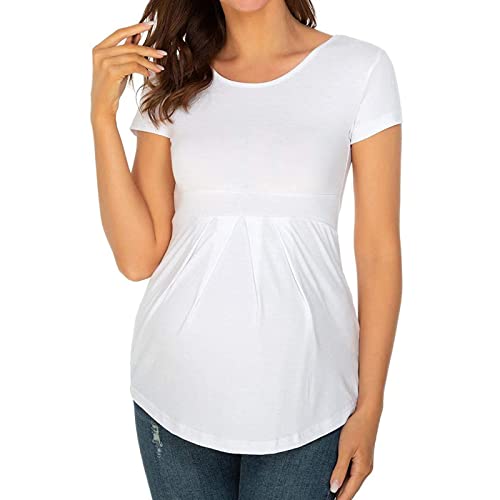 Damen Stillshirt Kurzarm Umstands T-Shirt Tops Schwangere Streifen Kurzarm Stilltops für Frauen, Stillen, mit Blumenmuster, zweilagig, weich, kurzärmlig, Schwangerschaftskleidung Damen Stillshirt Kurzarm Umstands T-Shirt Tops Schwangere Streifen Kurzarm Stilltops für Frauen, Stillen, mit Blumenmuster, zweilagig, weich, kurzärmlig, Schwangerschaftskleidung von Glücksvogel