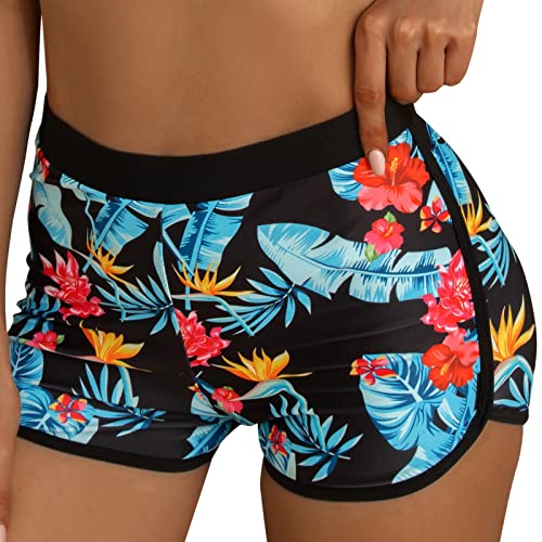 Glücksvogel Damen Boardshorts Sommer 3D Grafik Kurze Badeshorts Schnell Trocknend Badehose Schwimmshorts Schwimmhose Wassersport UV-Schutz Lässige Strandshorts Bikinihose Yoga (Red, S) von Glücksvogel