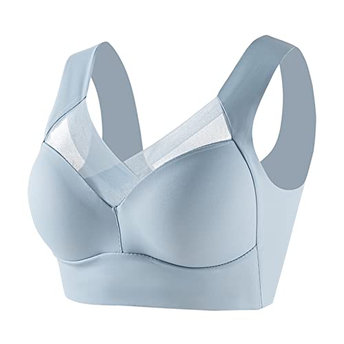 Glücksvogel Damen Nahtlos Spitzen BH ohne Bügel Bustier Weicher Damen Push-Up BH Gepolstert Sport BH Bralette Yoga Sports BH Täglicher Bra Bequem und Weich (T1-Light Blue, XL) von Glücksvogel