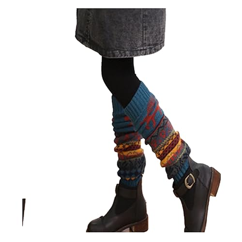 Glücksvogel Damen Stulpen Weihnachten Vintage Winter Beinwärmer Stricken Häkelarbeit Lange Böhmischer Pulswärmer Leg Warmers 80er Jahre Stiefel Boot Abdeckung Knit Crochet Socken Weihnachtsstrumpf von Glücksvogel