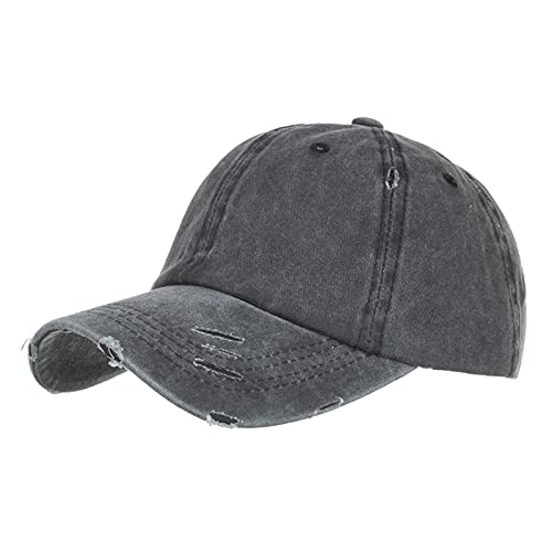 Glücksvogel Unisex Baseball Cap Verstellbare für Herren und Damen, Outdoor Reisen Kappe Distressed Basecap Snapback Trucker Cap Mütze Baumwolle Reine Farbe Baseboard Baseballkappe (Schwarz, One Size) von Glücksvogel