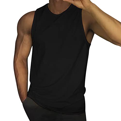 Herren Sport Shirt Fitness Tanktop Sommer Funktionsshirt Schnelltrocknendes Muskelshirt Running Ärmelloses Shirt Atmungsaktiv Achselshirt Unterhemd Männer Laufshirt Weste für Running (Black, M) von Glücksvogel