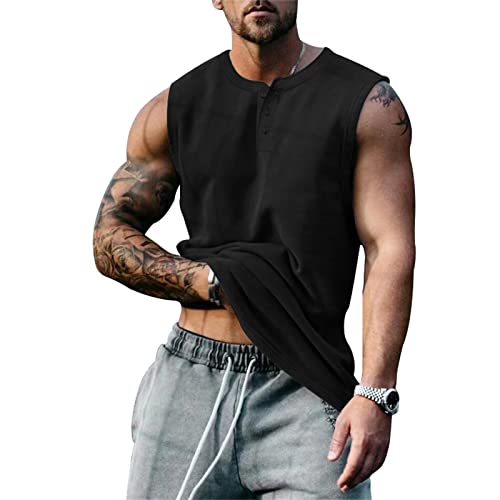 Tank Top Herren Sport Muskelshirts Sommer Schnelltrocknendes Achselshirts Atmungsaktiv Ärmelloses Fitness Tanktop Shirt Unterhemd Männer Funktionsshirt Tankshirt Weste für (Black, XXL) von Glücksvogel