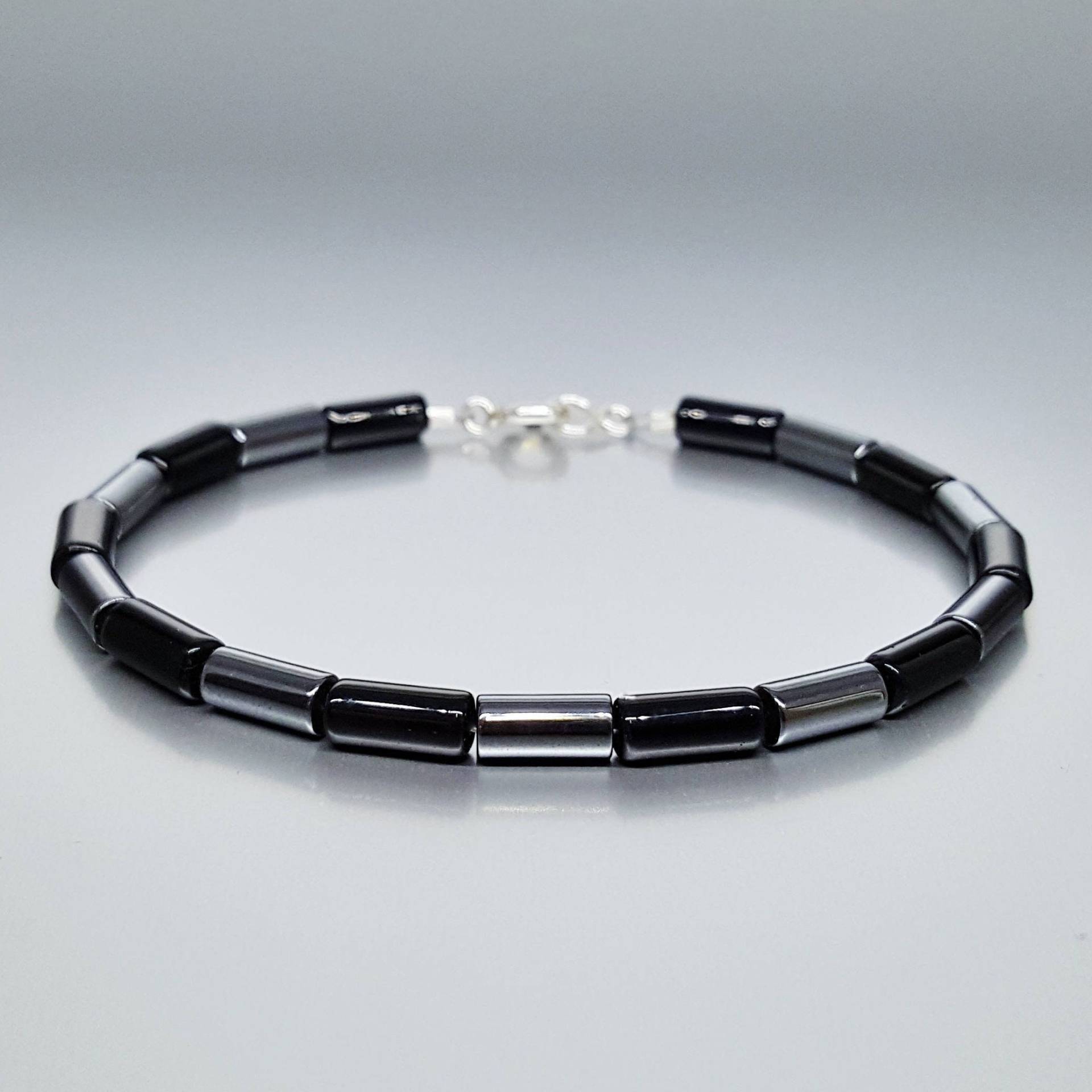 Herren Armband Schwarzer Onyx Hämatit Edelstein, Handgemachter Schmuck Für Männer, Naturstein Armbänder Einzigartige Geschenke Geschenk Ihn von Gnatus