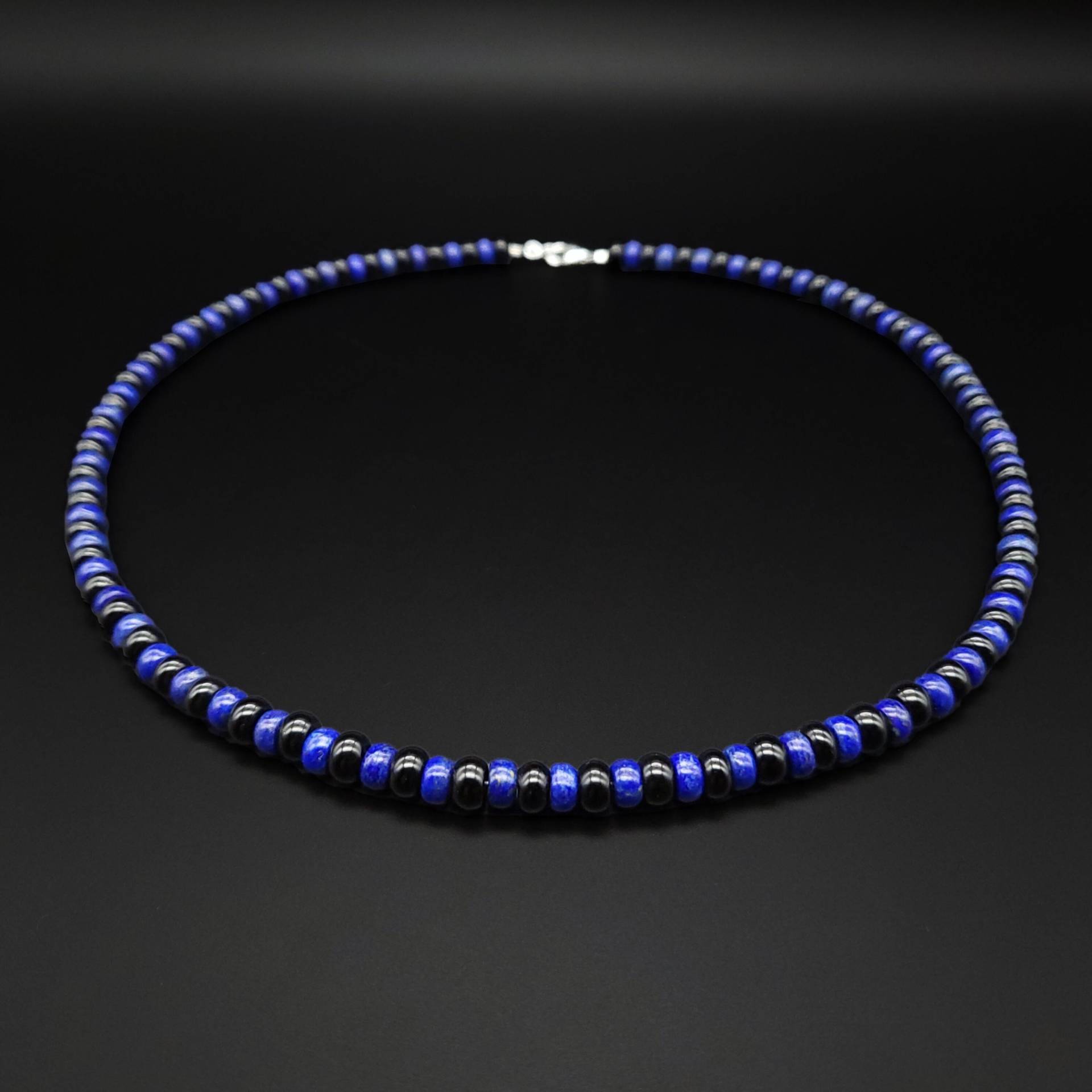 Herren Halskette Schwarzer Onyx Lapislazuli, Edelstein Für Männer, Handgemachter Schmuck, Blauer Stein Halskette, Einzigartige Geschenke Geschenk Ihn von Gnatus