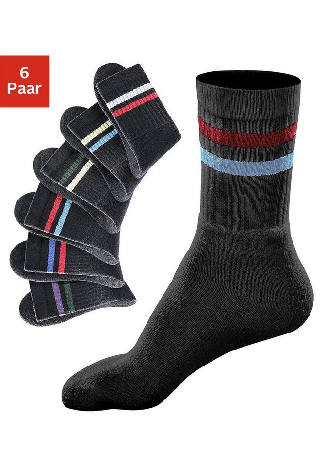 Go in Freizeitsocken (Packung, 6-Paar) mit farbigen Streifen von Go in