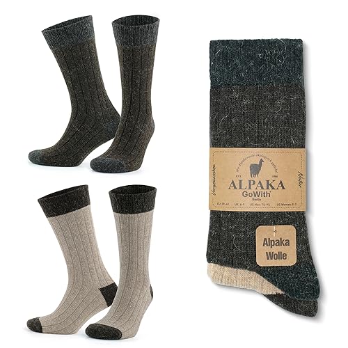 GoWith Alpaka Wollsocken für Damen und Herren, Unisex Thermo Crew Socken für Wandern, Arbeit, Outdoor, Mod:3099, 2 Paar - Beige - Medium, Beige/Braun, M GoWith Alpaka Wollsocken für Damen und Herren, Unisex Thermo Crew Socken für Wandern, Arbeit, Outdoor, Mod:3099, 2 Paar - Beige - Medium, Beige/Braun, M von GoWith