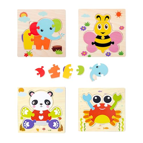 Holzpuzzle Holzspielzeug für Kinder, 4 Stück Tier Puzzle, Montessori Spielzeug Holzpuzzle, Puzzle Lernspielzeug Pädagogisches Spielzeug Geschenk, Holzpuzzle für Jungen und Mädchen Holzpuzzle Holzspielzeug für Kinder, 4 Stück Tier Puzzle, Montessori Spielzeug Holzpuzzle, Puzzle Lernspielzeug Pädagogisches Spielzeug Geschenk, Holzpuzzle für Jungen und Mädchen von Gobfar