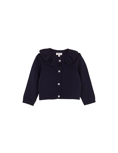 Gocco Baby-Mädchen Blaue Jacke mit Rüschenkragen Polo-Pullover, Marineblau, 12-18 Monate von Gocco