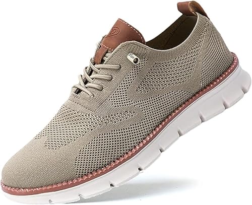 Wearbreeze Herren-Schuhe, Schlupfschuhe, Fußgewölbeunterstützung, Bootsschuhe, Oxford-Schuhe, Business-, Walking-Tennisschuhe, Mesh-Sneaker, braun, 40 2/3 EU von Godemmio