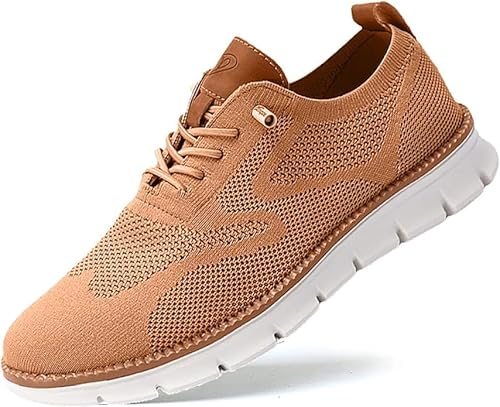 Wearbreeze Herren-Schuhe, Schlupfschuhe, Fußgewölbeunterstützung, Bootsschuhe, Oxford-Schuhe, Business-, Walking-Tennisschuhe, Mesh-Sneaker, caramel, 40 2/3 EU von Godemmio