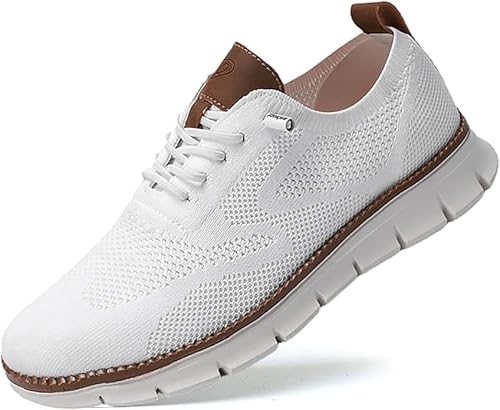 Wearbreeze Herren-Schuhe, Schlupfschuhe, Fußgewölbeunterstützung, Bootsschuhe, Oxford-Schuhe, Business-, Walking-Tennisschuhe, Mesh-Sneaker, weiß, 40 2/3 EU von Godemmio