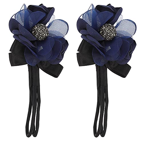 Blumen-Fascinator, 2 Stück, Haartrockner-Gummiband for Mädchen, niedliche Gummibänder, Damen-Haarseil, Blumen-Haarseil, Strass-Haargummi, Blumenhaar(Color:Dark Blue) von GodlSoon