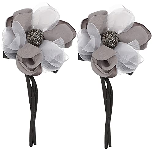 Blumen-Fascinator, 2 Stück, Haartrockner-Gummiband for Mädchen, niedliche Gummibänder, Damen-Haarseil, Blumen-Haarseil, Strass-Haargummi, Blumenhaar(Color:Gray) von GodlSoon