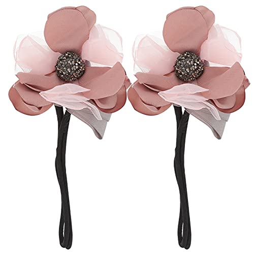 Blumen-Fascinator, 2 Stück, Haartrockner-Gummiband for Mädchen, niedliche Gummibänder, Damen-Haarseil, Blumen-Haarseil, Strass-Haargummi, Blumenhaar(Color:Pink) von GodlSoon