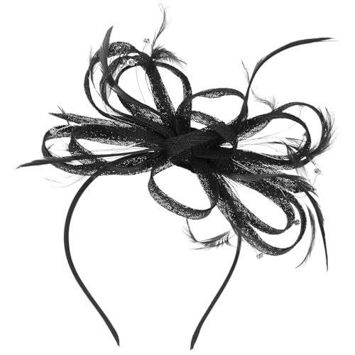 Blumen-Fascinator, Fascinator-Hüte for Frauen, Fascinator-Stirnband, Tea-Party-Kopfbedeckung, Derby-Mesh-Blumen-Kopfschmuck mit Clip for Cocktail-Party, Hochzeit,(Color:Black) von GodlSoon