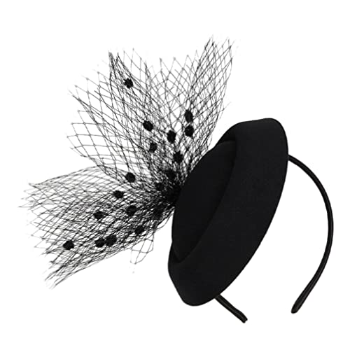 Blumen-Fascinator, Fascinator-Hut-Schleier, Fascinator-Hut-Schleier, Netz-Stirnband, Tea-Party-Stirnband for Halloween, Weihnachten, Karneval(Color:Black) von GodlSoon