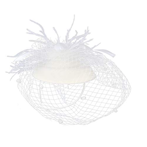 Blumen-Fascinator, Haarreifen im europäischen und amerikanischen Stil, Baskenmütze, Haar-Accessoires, Brautgaze-Kopfschmuck (schwarz)(Color:Beige) von GodlSoon