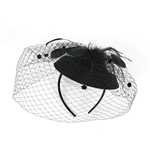 Blumen-Fascinator, Haarreifen im europäischen und amerikanischen Stil, Baskenmütze, Haar-Accessoires, Brautgaze-Kopfschmuck (schwarz)(Color:Black) von GodlSoon