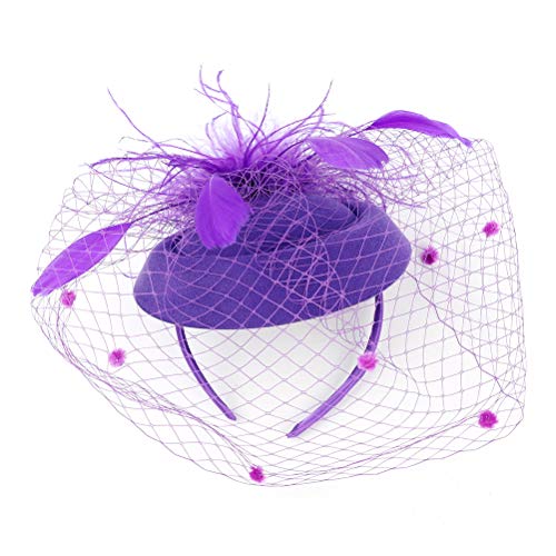 Blumen-Fascinator, Haarreifen im europäischen und amerikanischen Stil, Baskenmütze, Haar-Accessoires, Brautgaze-Kopfschmuck (schwarz)(Color:Purple) von GodlSoon