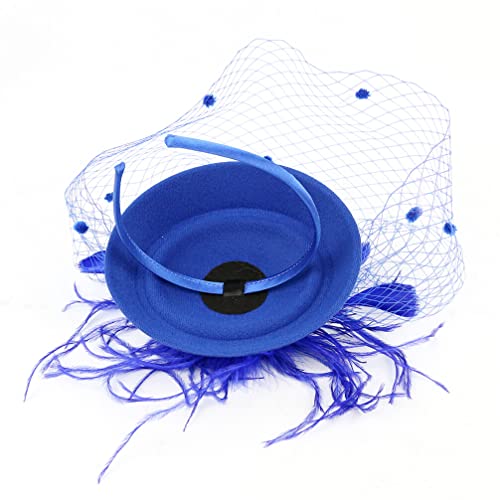 Blumen-Fascinator, Haarreifen im europäischen und amerikanischen Stil, Baskenmütze, Haar-Accessoires, Brautgaze-Kopfschmuck (schwarz)(Color:Royal blue) von GodlSoon