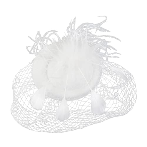 Blumen-Fascinator, Haarreifen im europäischen und amerikanischen Stil, Baskenmütze, Haar-Accessoires, Brautgaze-Kopfschmuck (schwarz)(Color:White) von GodlSoon