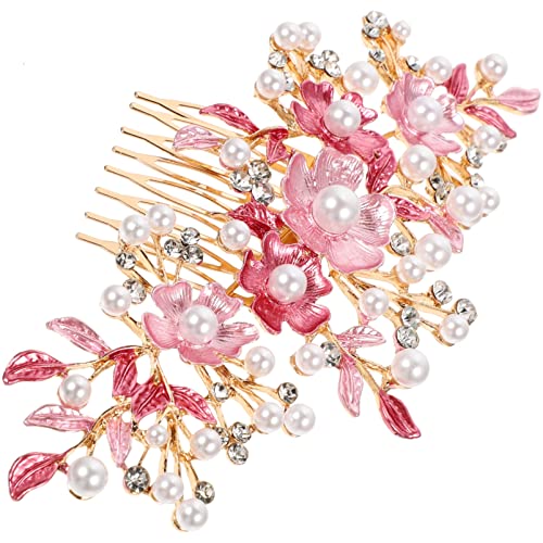 Blumen-Fascinator, Haarstecker, Blumen-Haarkamm, Hochzeit-Haarkamm, Haarperlen, Mädchen-Accessoires, Mädchen-Kopfschmuck, Tiaras for Mädchen, Hochzeit, Haar-Seitenkamm(Color:Pink) von GodlSoon