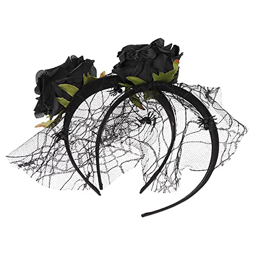 Blumen-Fascinator, Halloween-Stirnbänder, Halloween-Rosen-Spinnen-Haarreifen, Kopfschmuck, Fascinator-Hut for Frauen, Hochzeit, Cocktail, Blumen-Netz-Haarspange von GodlSoon