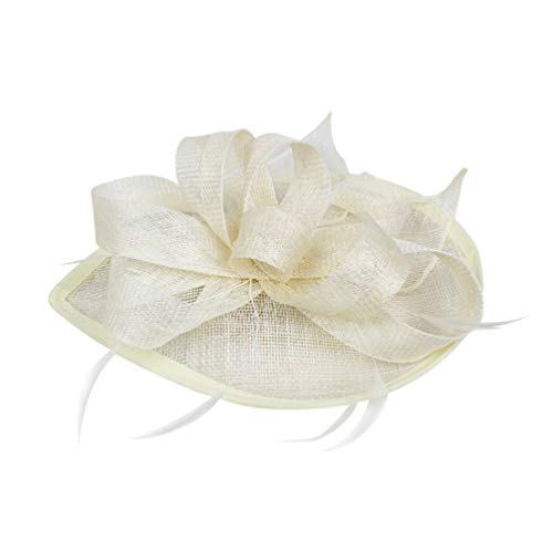 Blumen-Fascinator, Karneval-Accessoires, Blumen-Kopfschmuck, Partyzubehör, Leinen-Kopfclip, Vintage-Haar-Accessoires for Frauen, Vintage-Kopfbedeckung(Color:Beige) von GodlSoon