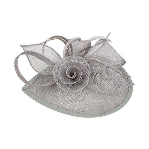 Blumen-Fascinator, Karneval-Accessoires, Blumen-Kopfschmuck, Partyzubehör, Leinen-Kopfclip, Vintage-Haar-Accessoires for Frauen, Vintage-Kopfbedeckung(Color:Gris) von GodlSoon