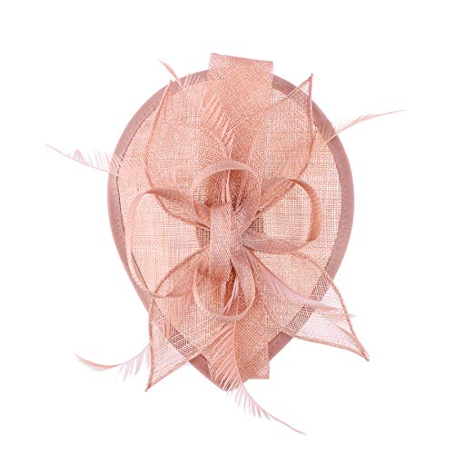 Blumen-Fascinator, Karneval-Accessoires, Blumen-Kopfschmuck, Partyzubehör, Leinen-Kopfclip, Vintage-Haar-Accessoires for Frauen, Vintage-Kopfbedeckung(Color:Rose) von GodlSoon