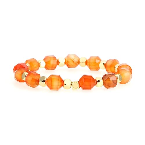 GodlSoon Personalisiertes Armband, Persönlichkeits-Edelstein-Perlenkettenarmband, Damen- und Mädchen-Handschmuck (Color : Orange) von GodlSoon