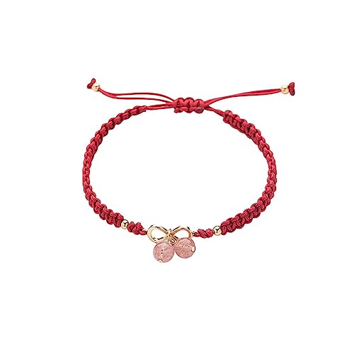 GodlSoon Personalisiertes Armband, handgewebtes rotes Seil-Armband, Natursteinperlen, Freundschaftsarmbänder, Damen- und Mädchen-Handschmuck von GodlSoon