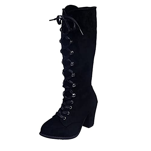 Godom Stiefeletten Damen, Stiefeletten Damen viktorianische Vintage Gothic Schnürung lederstiefel spitz Klassische Halbschaft Stiefel Mittelalterliche retro Knöchelstiefel Damen Ankle Boots Hochzeit von Godom